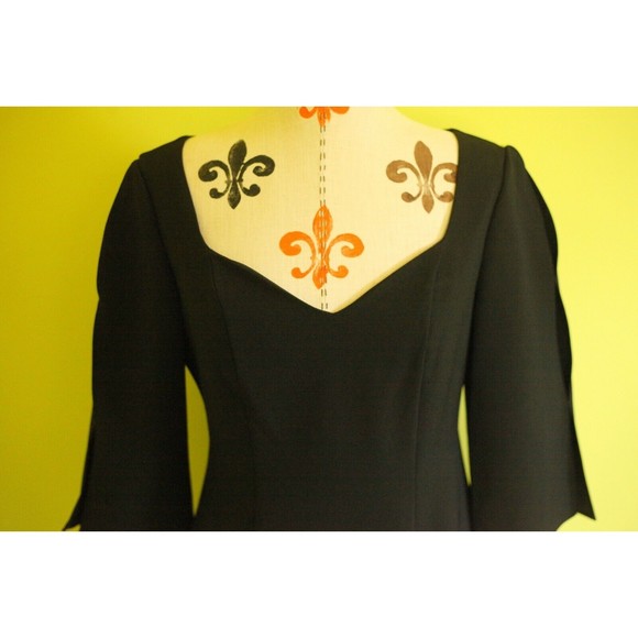 NWT BEYOND Ashley Graham Sz 6 Womens Split Sleeve Sweetheart Sheath Dress Black - Picture 3 of 12